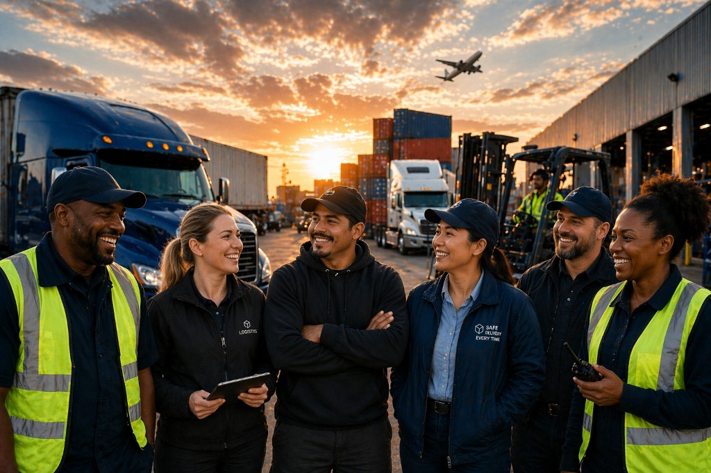 Team discussing logistics operations